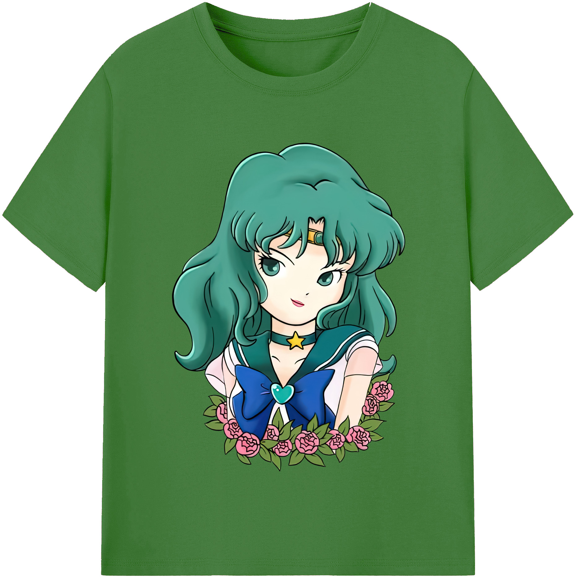 （画像用） 美少女戦士セーラームーン 海王 みちる（かいおう みちる） Sailor Moon Kaiou Michiru レディースカジュアルプリントTシャツ（綿100％）